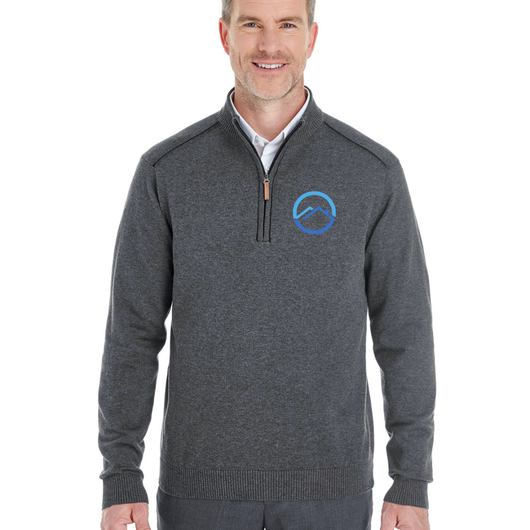 Devon & Jones Men's Manchester Fully-Fashioned Quarter-Zip Sweater