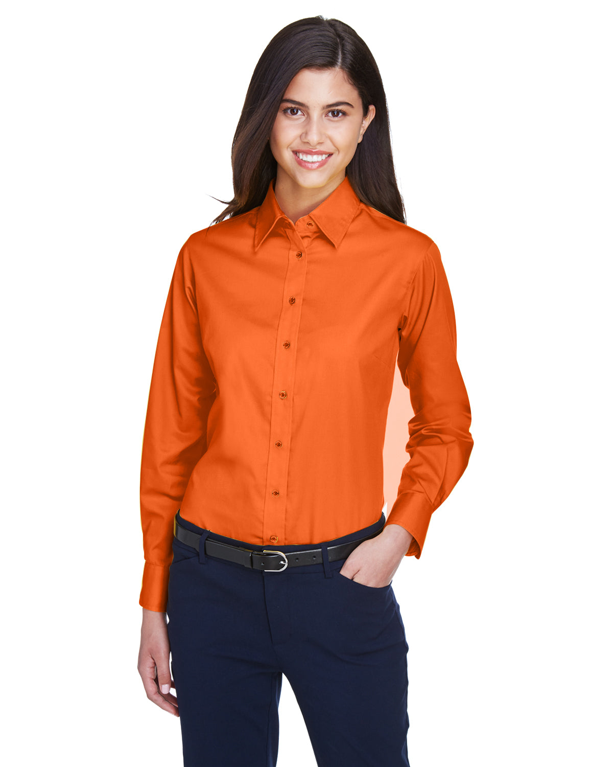 Harriton M500W Ladies' Easy Blend™ Long-Sleeve Twill Shirt with Stain-Release