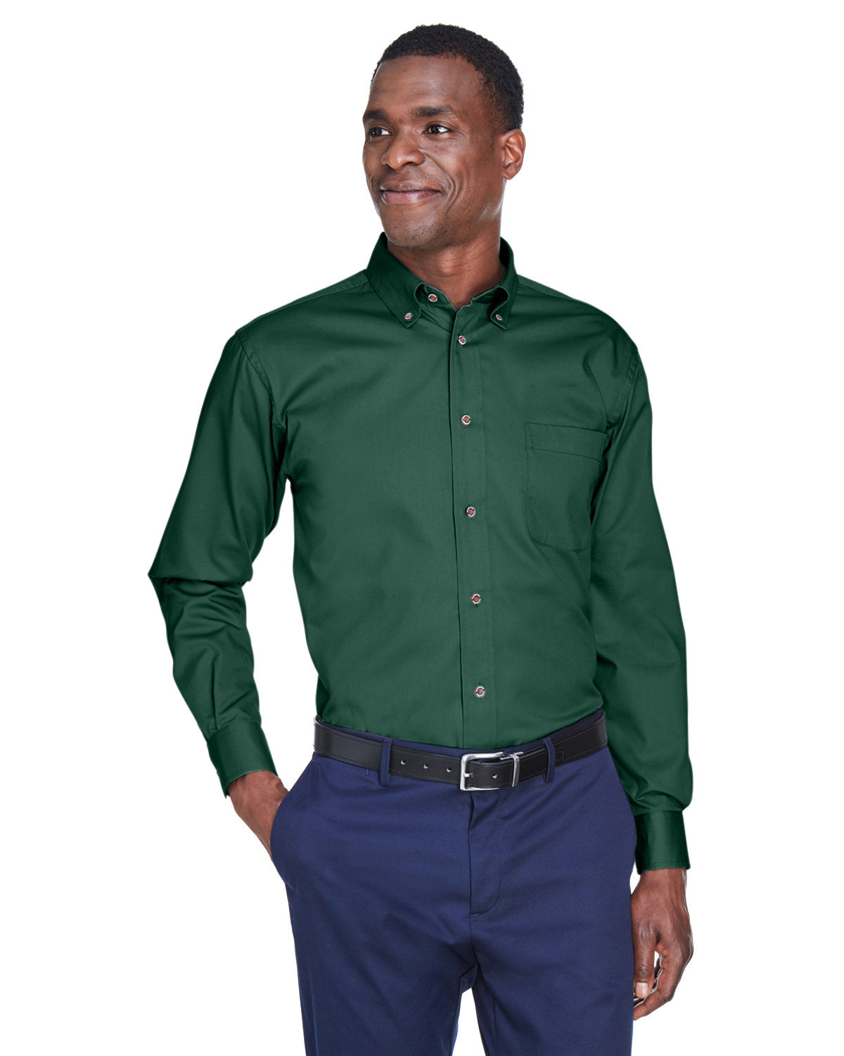 Harriton Men's Easy Blend™ Long-Sleeve Twill Shirt with Stain-Release