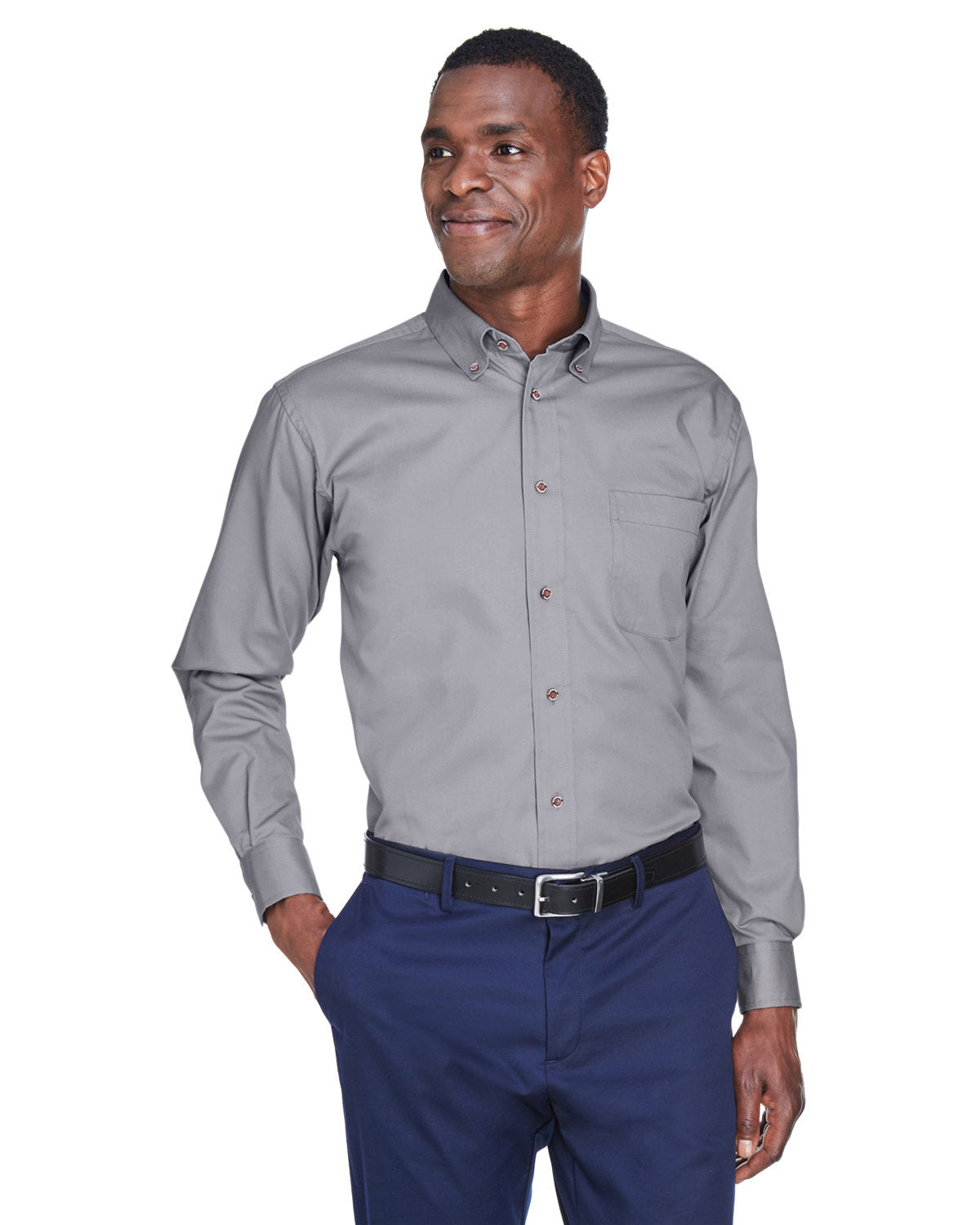 Harriton Men's Easy Blend™ Long-Sleeve Twill Shirt with Stain-Release