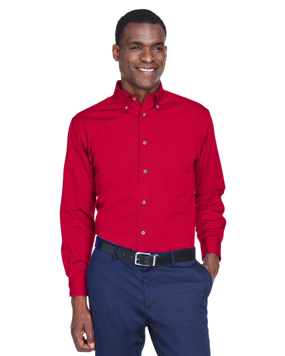 Harriton Men's Easy Blend™ Long-Sleeve Twill Shirt with Stain-Release